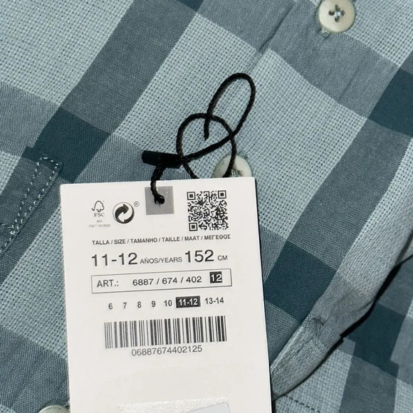 ZARA Kids | Turquoise | HOODED PLAID SHIRT - Picture 4 of 4